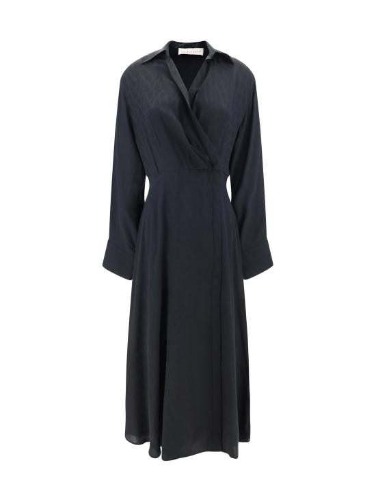  발렌티노 PAP 롱 원피스 4B3VA7E07TK 0NO BLACK