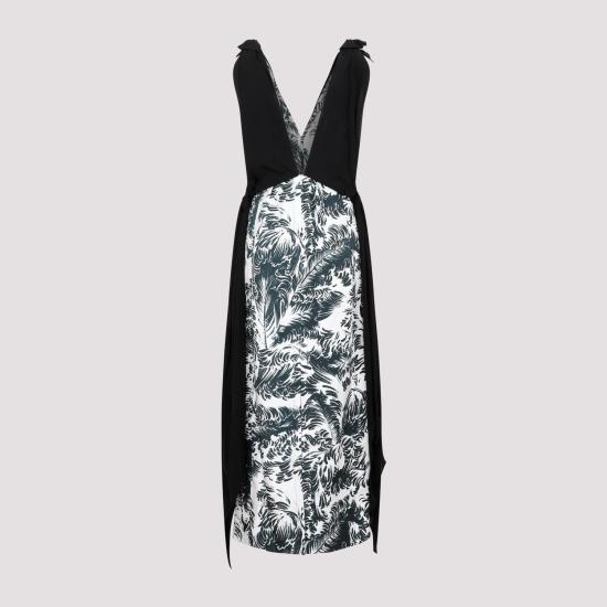  보테가베네타 미디 원피스 743982 V2UO0 1056 BLACK CHALK INKWELL - BOTTEGA VENETA