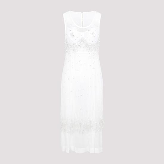  보테가베네타 미디 원피스 739247 V2Y10 9075 OPTIC WHITE CRYSTAL - BOTTEGA VENETA