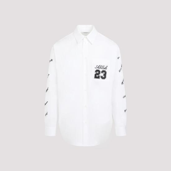  오프화이트 긴팔 셔츠 OMGE004S24FAB002 0110 WHITE BLACK - OFF WHITE