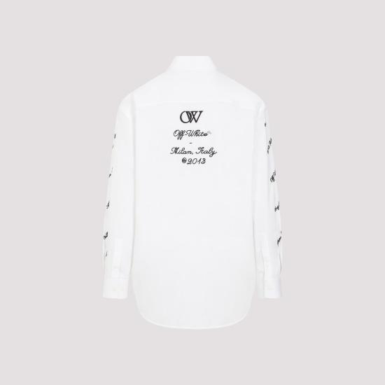  오프화이트 긴팔 셔츠 OMGE004S24FAB002 0110 WHITE BLACK - OFF WHITE