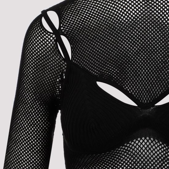  오프화이트 긴팔 티셔츠 OWHT020S24KNI001 1010 BLACK BLACK - OFF WHITE