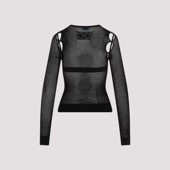  오프화이트 긴팔 티셔츠 OWHT020S24KNI001 1010 BLACK BLACK - OFF WHITE