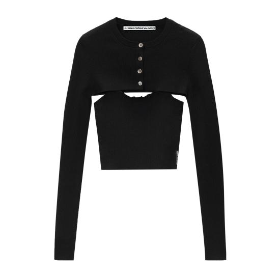 24FW 알렉산더 왕 긴팔 티셔츠 1KC3241060 001 BLACK