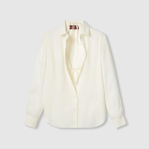 25FW 구찌 실크 자카드 셔츠 및 브라 세트  788991ZAQRU 9200 - GUCCI