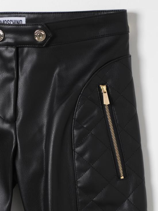 25FW [키즈] 모스키노 스트레이트 팬츠 HDP060L6A13 60100 Black - MOSCHINO