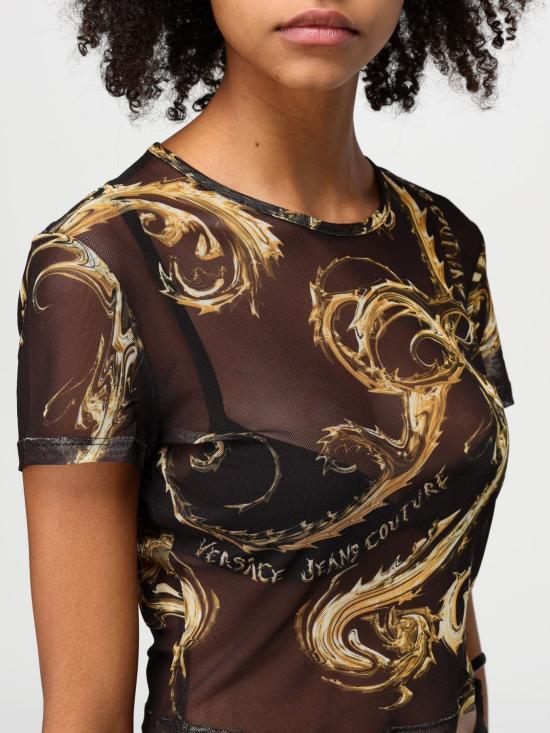 24FW 베르사체 반팔 티셔츠 77HAH6A2JS398 G89 Black - VERSACE