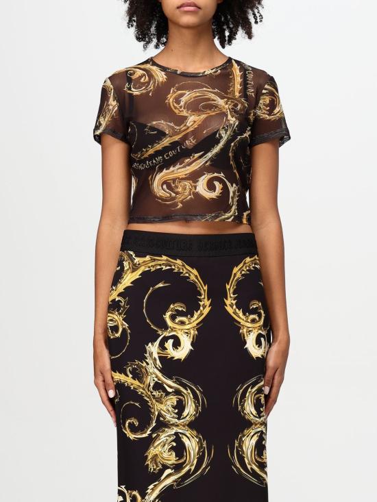 24FW 베르사체 반팔 티셔츠 77HAH6A2JS398 G89 Black