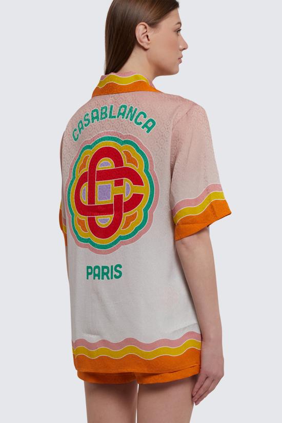  카사블랑카 블라우스 WS23 SH 015 10 RAINBOW MONOGRAM - CASABLANCA