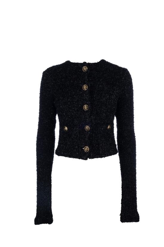  발렌시아가 트위드 크롭 가디건 793604T3328 1000 BLACK