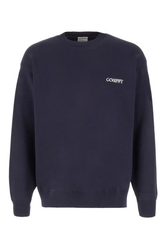  마르셀로 불론 긴팔 티셔츠 CMHE035S24KNI004 4901 DARK BLUE WHITE