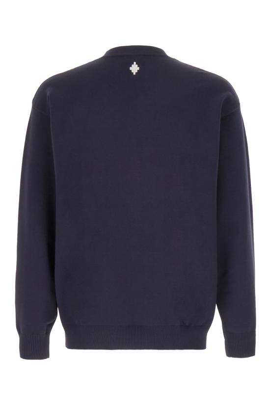  마르셀로 불론 긴팔 티셔츠 CMHE035S24KNI004 4901 DARK BLUE WHITE - MARCELO BURLON