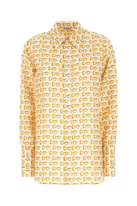  버버리 B 실크 셔츠 8090731 B9555 GOLD WHITE