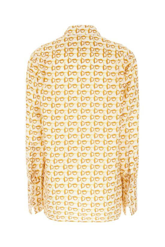  버버리 B 실크 셔츠 8090731 B9555 GOLD WHITE - BURBERRY