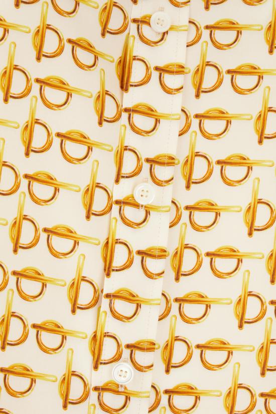  버버리 B 실크 셔츠 8090731 B9555 GOLD WHITE - BURBERRY