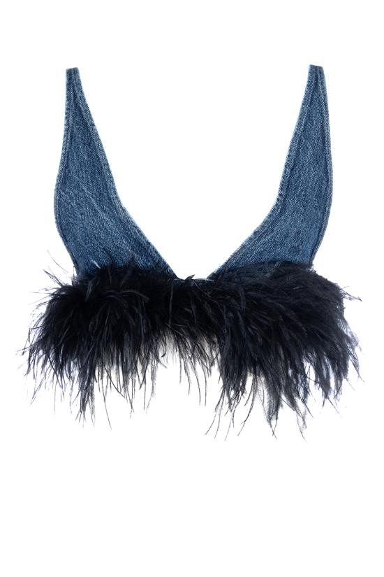  미우미우 민소매 티셔츠 GWT055139H F0AI7 BLU NERO