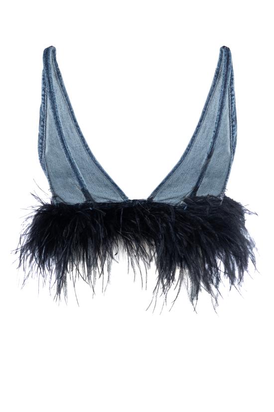  미우미우 민소매 티셔츠 GWT055139H F0AI7 BLU NERO - MIU MIU