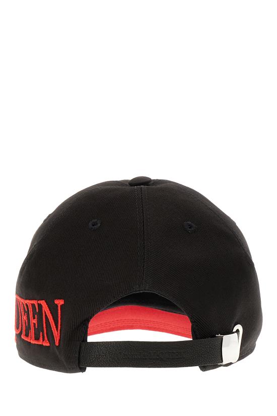 알렉산더 맥퀸 로고 엠브로이드 캡 6328964105Q 1074 BLACK RED - ALEXANDER MCQUEEN