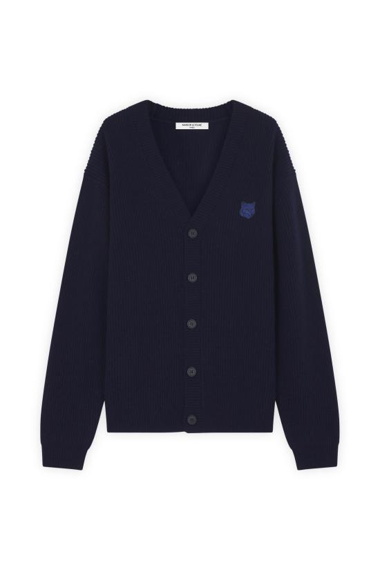  메종키츠네 볼드 폭스 헤드 패치 컴포트 립드 가디건 NM00501KT1093 P476 INK BLUE