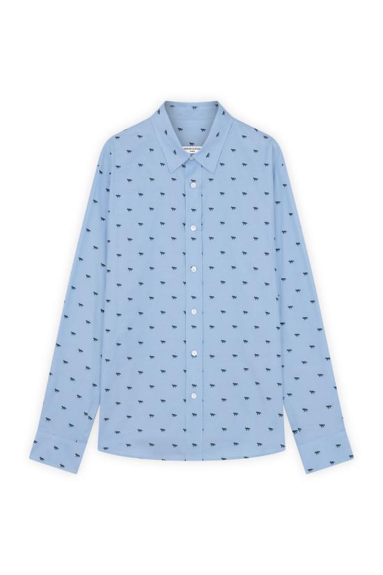  메종키츠네 긴팔 셔츠 MM00408WC5022 B410 LIGHT BLUE GREEN