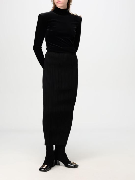 25FW 발망 롱 스커트 DF0LD019KH70 0PA Black - BALMAIN