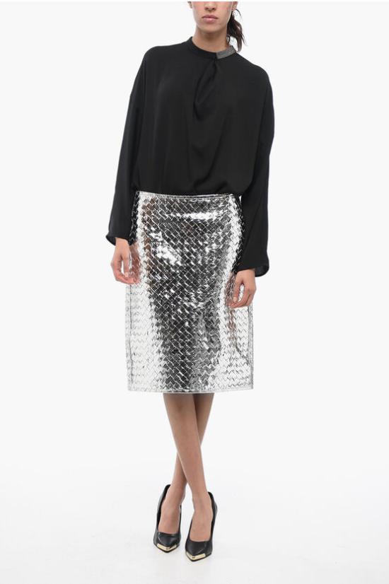  보테가베네타 미디 스커트 754610V39N08101 Silver - BOTTEGA VENETA