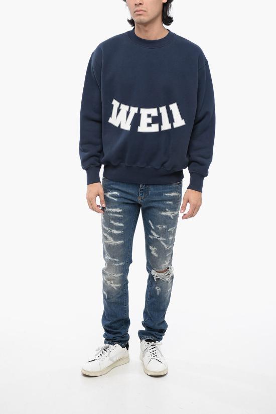  웰던 후드 티셔츠 WDTS322806UNVNAVY Blue - WE11DONE