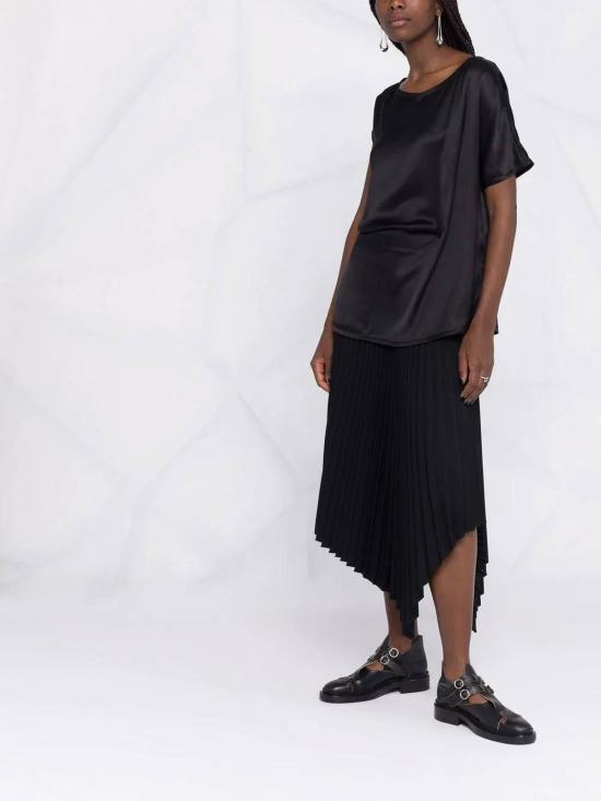  앤 드뮐미스터 비대칭 슬리브 실크 하프슬리브 탑 2102WTO03145099 Black - ANN DEMEULEMEESTER