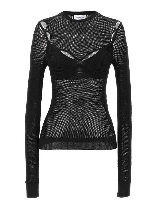 24FW 오프화이트 긴팔 티셔츠 OWHT020S24KNI0011010 Black