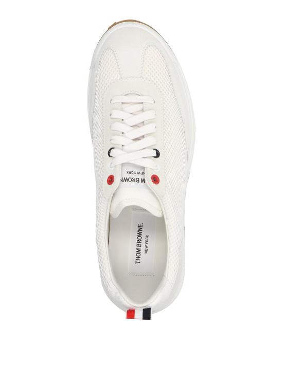 25FW 톰브라운 파인 키드 스웨이드 테크 러너 베이지 MFD180A03050100 White - THOM BROWNE