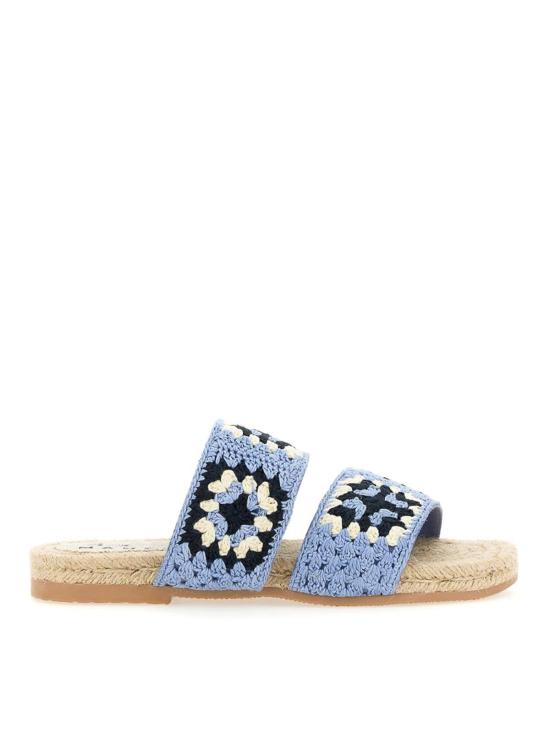  마네비 뮬/슬리퍼 P43Y0COTTONCROCHETINDIGOANDNAVYBLUETWOBANDS Blue