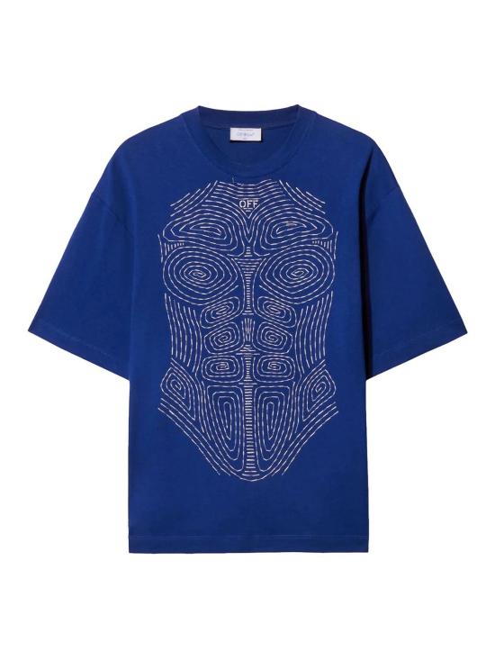  오프화이트 반팔 티셔츠 OMAA120S23JER0206901 Blue