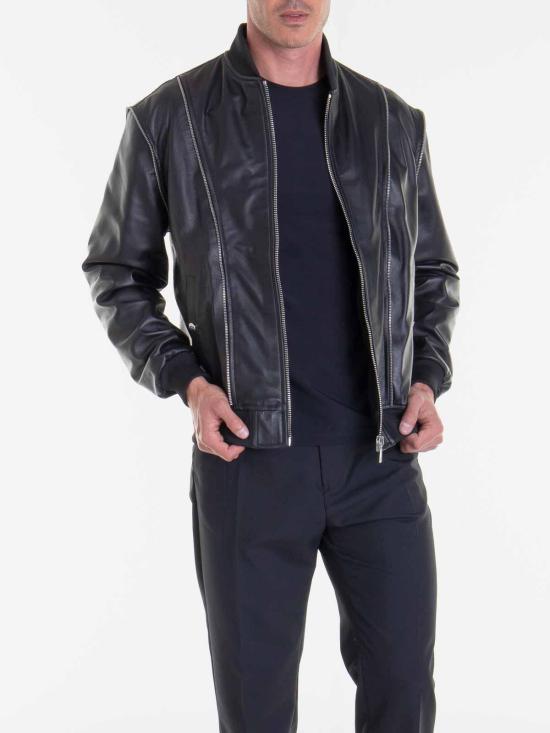  레스옴므 가죽 자켓 LCL1000149A9000 Black - LES HOMMES