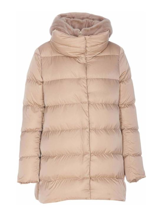 26FW 에르노 새틴 & 뉴 레이디 퍼 A셰이프 다운 자킷 PI001934D12170Z1985 NUDE NEUTRALS