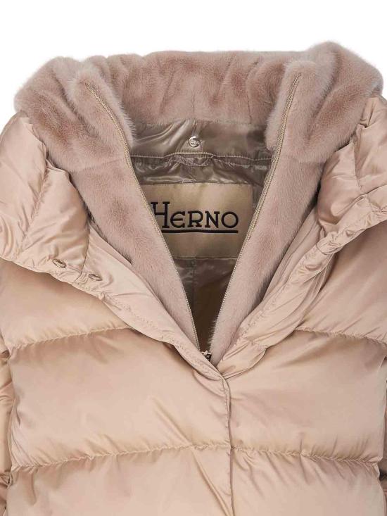 26FW 에르노 새틴 & 뉴 레이디 퍼 A셰이프 다운 자킷 PI001934D12170Z1985 NUDE NEUTRALS - HERNO