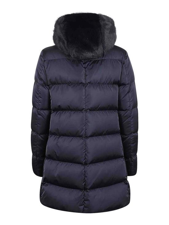 26FW 에르노 새틴 & 뉴 레이디 퍼 A셰이프 다운 자킷 PI001934D12170Z9202 BLUE - HERNO