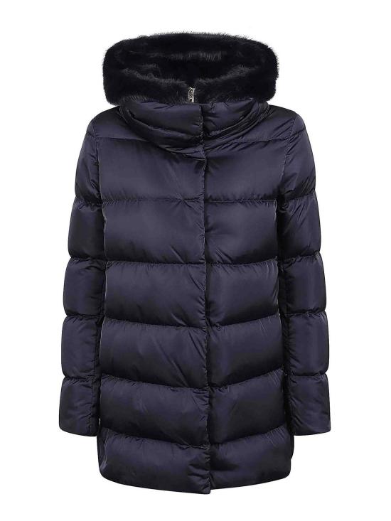 26FW 에르노 새틴 & 뉴 레이디 퍼 A셰이프 다운 자킷 PI001934D12170Z9202 BLUE