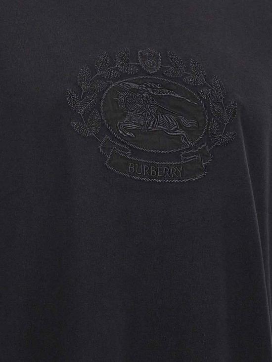 25FW 버버리 프로섬 자수 로고 코튼 티셔츠 8095104 Black - BURBERRY