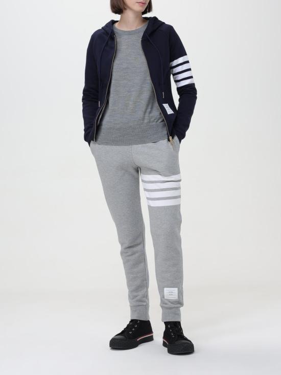 25FW 톰브라운 4바 루프백 저지 니트 엔지니어드 집업 후드 FJT001A00535 415 Navy - THOM BROWNE