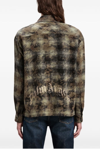 24FW 팜앤젤스 긴팔 셔츠 PMGE043F24FAB0010903 GREY OFF WHITE - PALM ANGELS