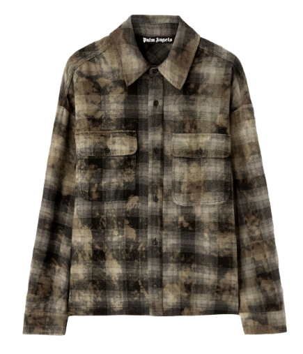 24FW 팜앤젤스 긴팔 셔츠 PMGE043F24FAB0010903 GREY OFF WHITE - PALM ANGELS