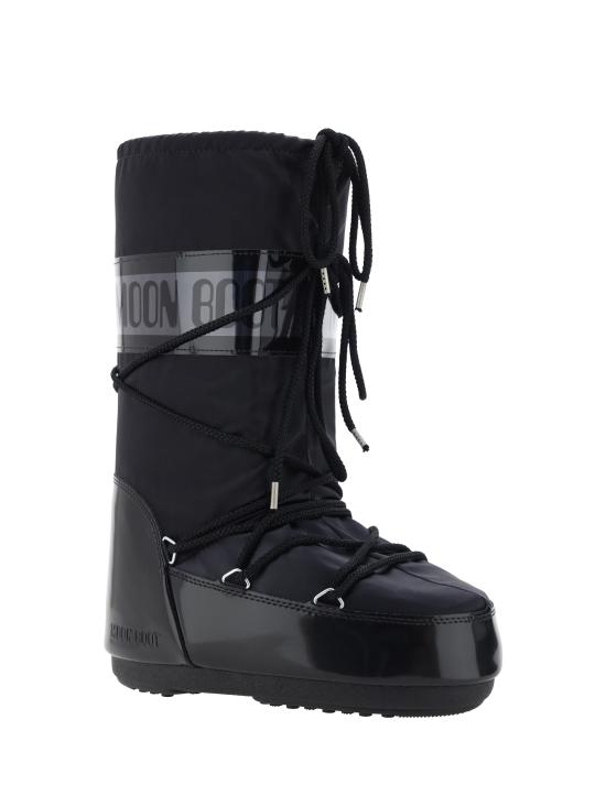 26FW 문부츠 아이콘 글랜스 플래티넘 새틴 부츠 80D1401680 N001 BLACK - MOON BOOT