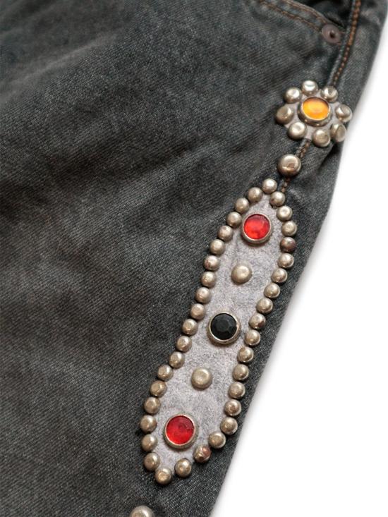  캐피탈 데님 팬츠 Kapital 14oz 블랙 데님 5 P 몽키 시스코 스터드 팬츠 블랙 - KAPITAL