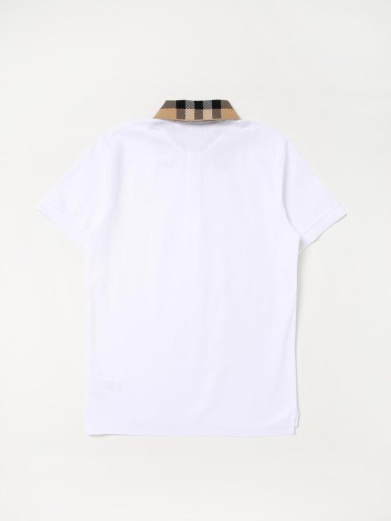 25FW [키즈] 버버리 코튼 폴로 셔츠 8071621 White - BURBERRY