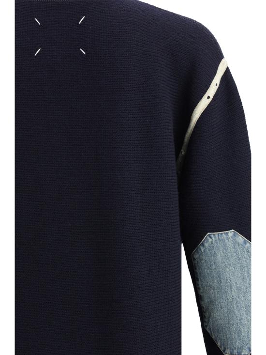 26FW 마르지엘라 엘보우 패치 스웨터 S50HA1072S18147 511 BLUE - MAISON MARGIELA