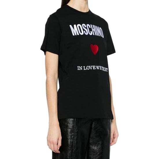 24FW 모스키노 반팔 티셔츠 J07030541 2555 Black - MOSCHINO