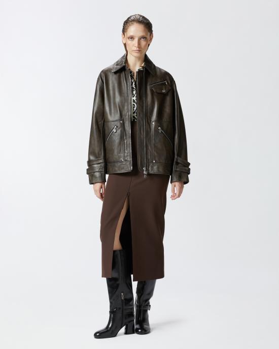  핑코 미디 스커트 104199A24J M11 Brown - PINKO