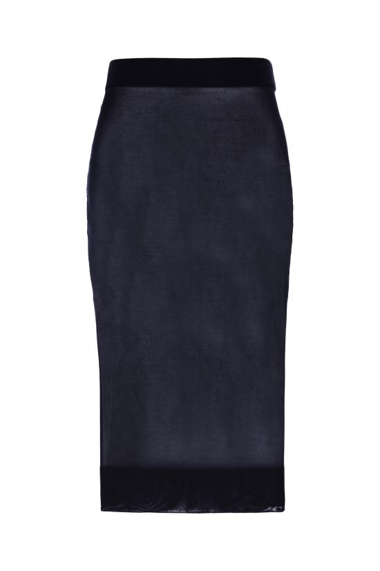 24FW 생로랑 미디 스커트 811119Y75YK 4104 BLEU NUIT