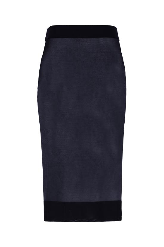 24FW 생로랑 미디 스커트 811119Y75YK 4104 BLEU NUIT - SAINT LAURENT