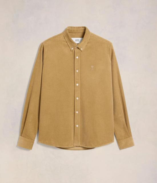  아미 클래식 핏 코듀로이 셔츠 USH060CO0089255 SAND DOM